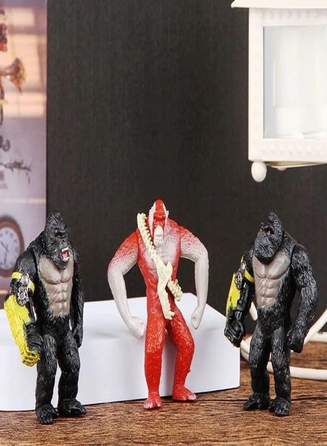 De-Lite G x K The New Empire King of Monsters Hollow Earth World Premium Action Figures Soft Touch Vinyl Plastic PVC Collectible Movie Model Toys (2-Kong and 1 Skar King, Mini Small Size 6-7 cm.) - Image 1